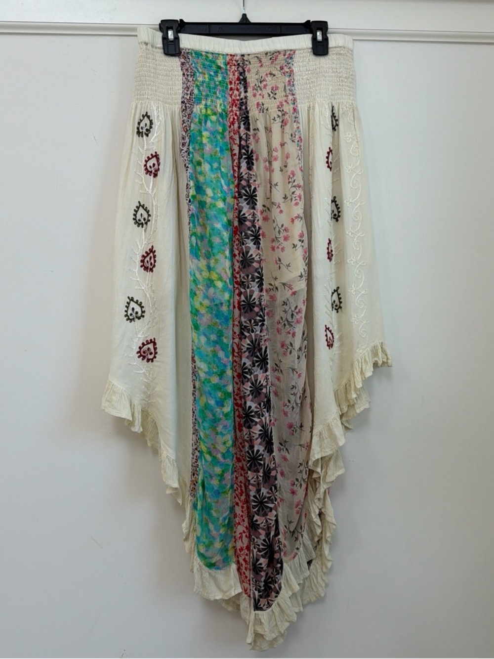 NWT Young Threads Ivory Mixed Floral Patchwork Wide Leg Pants XL